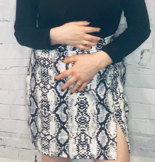 Snake Skin Print Mini Skirt